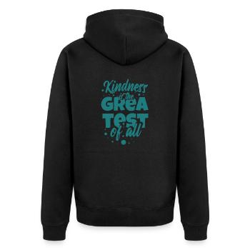 Kindness is the greatest - Unisex Premium Bio Zip Hoodie - Schwarz - Hinten - Nico (187cm)