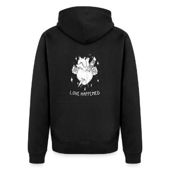 Love happened Aesthetic - Unisex Premium Bio Zip Hoodie - Schwarz - Hinten - Nico (187cm)