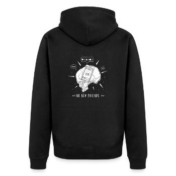 No New Friends Aesthetic - Unisex Premium Bio Zip Hoodie - Schwarz - Hinten - Nico (187cm)