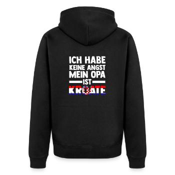 Ich habe keine Angst mein Opa ist Kroate - Unisex Premium Bio Zip Hoodie - Schwarz - Hinten - Nico (187cm)