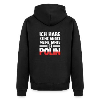 Ich habe keine Angst meine Tante ist Polin - Unisex Premium Bio Zip Hoodie - Schwarz - Hinten - Nico (187cm)