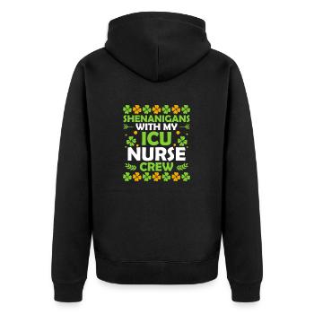 Manigances avec mon équipe d’infirmières aux soins intensifs - Veste à capuche bio Premium Unisexe - noir - Dos - Nico (187cm)