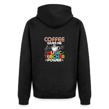 Coffee Gives Me Music Teacher Power Instruments Ed - Unisex Premium Bio Zip Hoodie - Schwarz - Hinten - Nico (187cm)