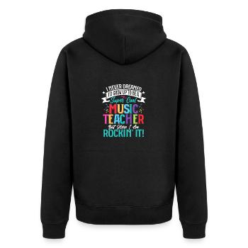 Soyez un professeur de musique super cool mais me voilà rockin - Veste à capuche bio Premium Unisexe - noir - Dos - Nico (187cm)