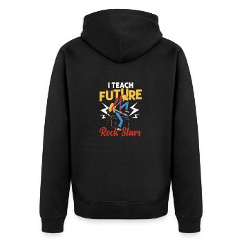 I Teach Future Rock Stars School Music Teacher - Unisex Premium Bio Zip Hoodie - Schwarz - Hinten - Nico (187cm)