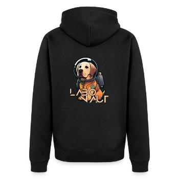 LabbiNaut Labrador Astronauten Hundepapa - Unisex Premium Bio Zip Hoodie - Schwarz - Hinten - Nico (187cm)