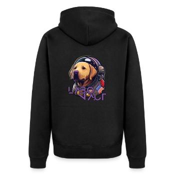LabbiNaut Labrador Astronauten Hundepapa - Unisex Premium Bio Zip Hoodie - Schwarz - Hinten - Nico (187cm)