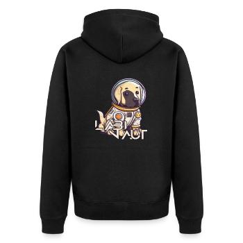 LabbiNaut Labrador Astronauten Hundepapa - Unisex Premium Bio Zip Hoodie - Schwarz - Hinten - Nico (187cm)