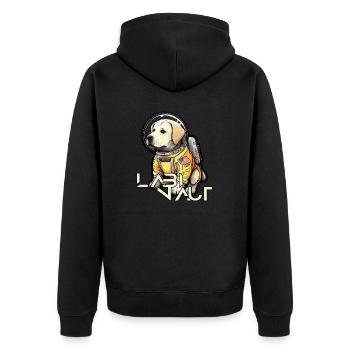 LabbiNaut Labrador Astronauten Hundepapa - Unisex Premium Bio Zip Hoodie - Schwarz - Hinten - Nico (187cm)