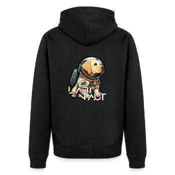 LabbiNaut Labrador Astronauten Hundepapa - Unisex Premium Bio Zip Hoodie - Schwarz - Hinten - Nico (187cm)