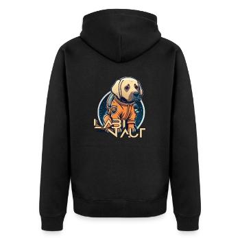 LabbiNaut Labrador Astronauten Hundepapa - Unisex Premium Bio Zip Hoodie - Schwarz - Hinten - Nico (187cm)