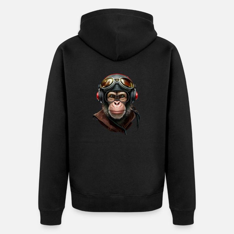 Chimpanzé - Singe - Veste à capuche bio Premium Unisexe - noir