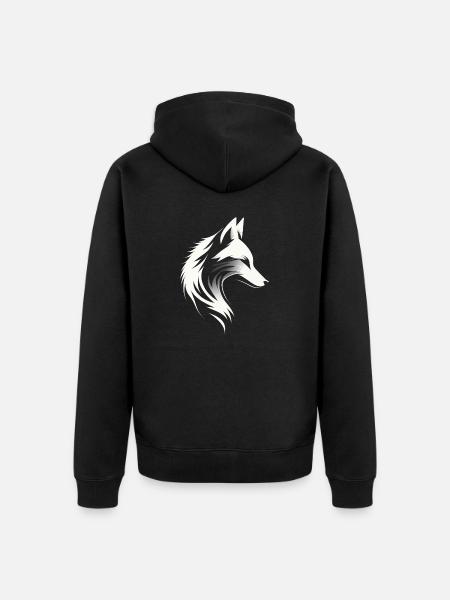 Fox - Fox Head - Fox Silhouette - Unisex Premium Organic Zip Hoodie - black