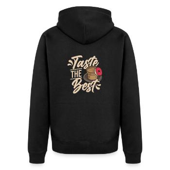 Taste best Coffee - Unisex Premium Bio Zip Hoodie - Schwarz - Hinten - Nico (187cm)