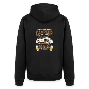 Campeur Bière Humour - Veste à capuche bio Premium Unisexe - noir - Dos - Nico (187cm)