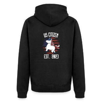 Us Citizen 2023 Shirt, US Citizenship Gift For Wom - Unisex Premium Organic Zip Hoodie - black - Back - Nico (187cm)