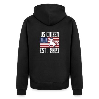 Us Citizen 2023 Shirt, US Citizenship Gift For Wom - Unisex Premium Organic Zip Hoodie - black - Back - Nico (187cm)