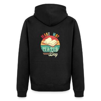 Just Published Author Shirt Women, Pub Day T Shirt - Unisex Premium Organic Zip Hoodie - black - Back - Nico (187cm)