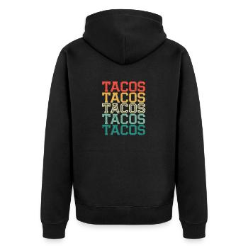 Retro Tacos Cinco de Mayo Taco Dienstag Vintage - Unisex Premium Bio Zip Hoodie - Schwarz - Hinten - Nico (187cm)