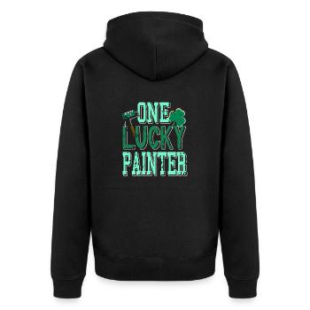 One Lucky Painter Retro Funny Painter Designs - Unisex Premium Organic Zip Hoodie - black - Back - Nico (187cm)