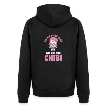 Ich bin nicht klein ich bin nur chibiAnime - Unisex Premium Bio Zip Hoodie - Schwarz - Hinten - Nico (187cm)