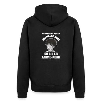 Anime - Unisex Premium Bio Zip Hoodie - Schwarz - Hinten - Nico (187cm)