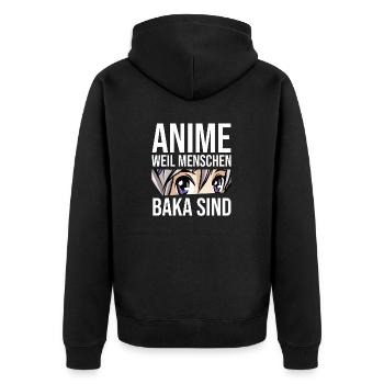 Anime - Unisex Premium Bio Zip Hoodie - Schwarz - Hinten - Nico (187cm)