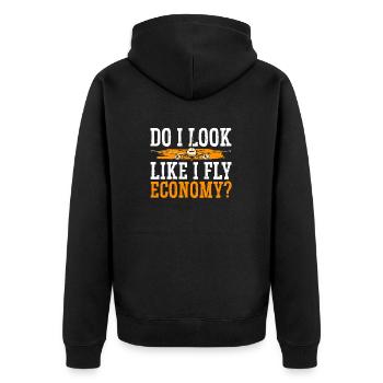 Sehe Ich So Aus, Als Würde Ich Economy First - Unisex Premium Bio Zip Hoodie - Schwarz - Hinten - Nico (187cm)