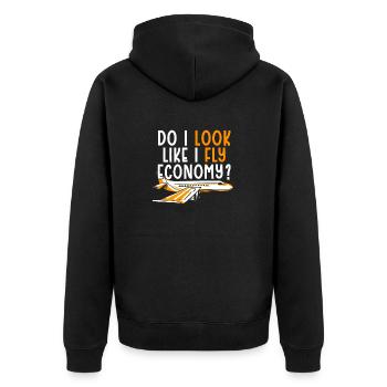 Sehe Ich So Aus, Als Würde Ich Economy First - Unisex Premium Bio Zip Hoodie - Schwarz - Hinten - Nico (187cm)