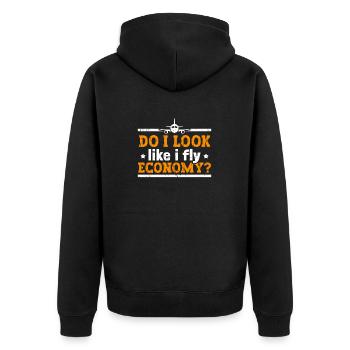 Sehe Ich So Aus, Als Würde Ich Economy First - Unisex Premium Bio Zip Hoodie - Schwarz - Hinten - Nico (187cm)