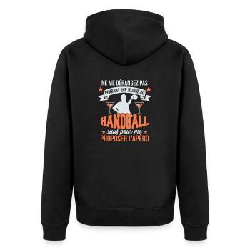 Handball Humour Apéro - Veste à capuche bio Premium Unisexe - noir - Dos - Nico (187cm)