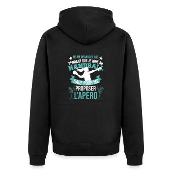 Handball Humour Apéro Femmes - Veste à capuche bio Premium Unisexe - noir - Dos - Nico (187cm)