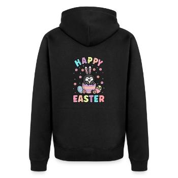 Frohe Ostern Pinguin mit Hasenohren Frühling - Unisex Premium Bio Zip Hoodie - Schwarz - Hinten - Nico (187cm)
