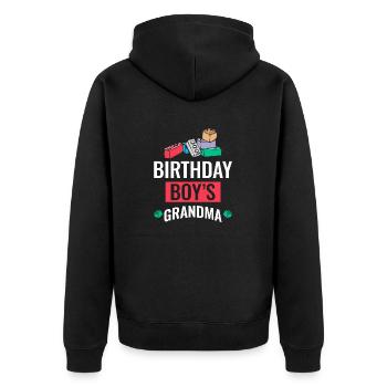 Birthday Kids Grandma Building Blocks - Unisex Premium Organic Zip Hoodie - black - Back - Nico (187cm)