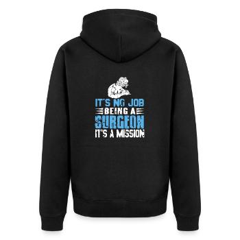 It's No Job Being A Surgeon It's A Mission Retro - Unisex Premium Bio Zip Hoodie - Schwarz - Hinten - Nico (187cm)