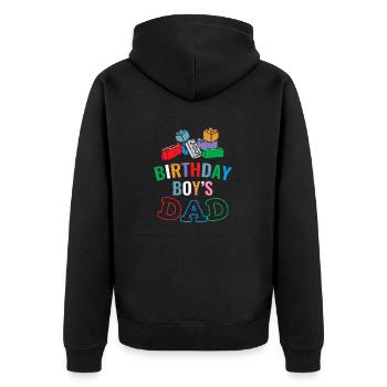 Vater Des Geburtstagskindes Baut Bauklötze - Unisex Premium Bio Zip Hoodie - Schwarz - Hinten - Nico (187cm)