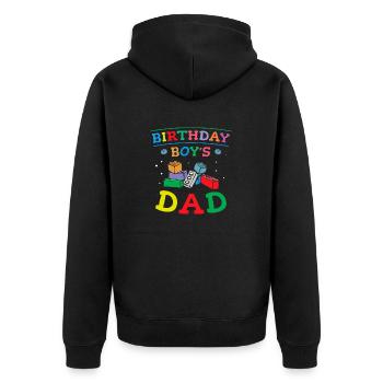 Vater Des Geburtstagskindes Baut Bauklötze - Unisex Premium Bio Zip Hoodie - Schwarz - Hinten - Nico (187cm)