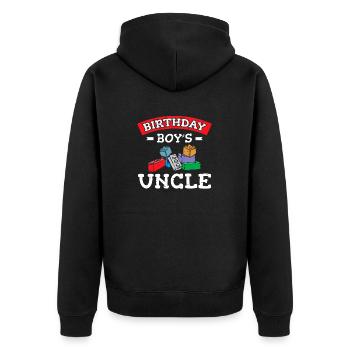 Onkel Des Geburtstagskindes Bauklötze - Unisex Premium Bio Zip Hoodie - Schwarz - Hinten - Nico (187cm)