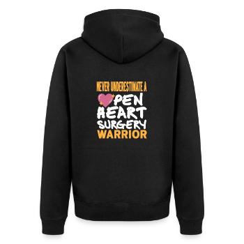 Never Underestimate An Open Heart Surgery Warrior - Unisex Premium Organic Zip Hoodie - black - Back - Nico (187cm)