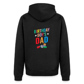 Le père d’un garçon d’anniversaire construit des blocs de construction - Veste à capuche bio Premium Unisexe - noir - Dos - Nico (187cm)