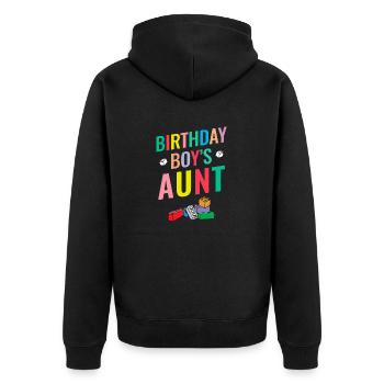 Building blocks of the birthday boy's aunt - Unisex Premium Organic Zip Hoodie - black - Back - Nico (187cm)