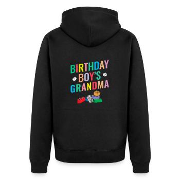 Birthday Kids Grandma Building Blocks - Unisex Premium Organic Zip Hoodie - black - Back - Nico (187cm)