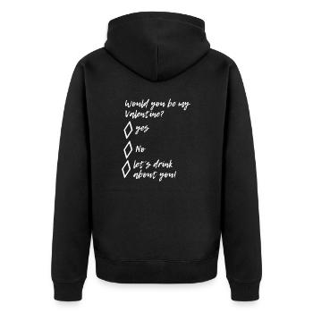 Voudriez-vous être mon Valentin (Blanc) - Veste à capuche bio Premium Unisexe - noir - Dos - Nico (187cm)