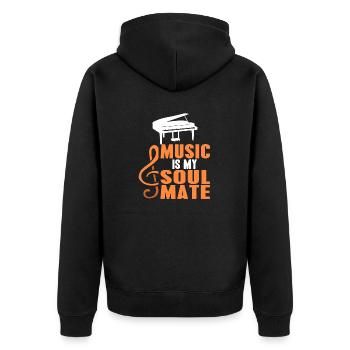 Music Is My Soul Mate Retro Funny Pianist T-Shirt - Unisex Premium Bio Zip Hoodie - Schwarz - Hinten - Nico (187cm)