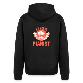 Mon cœur appartient à un pianiste Pianiste rétro - Veste à capuche bio Premium Unisexe - noir - Dos - Nico (187cm)