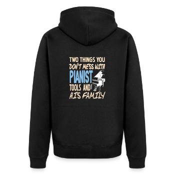 Two Things You Don't Mess With Pianist Cool Retro - Unisex Premium Bio Zip Hoodie - Schwarz - Hinten - Nico (187cm)