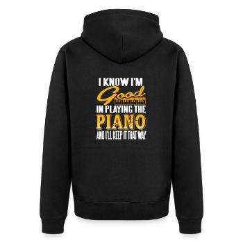 Je sais que je suis bon pour jouer le piano drôle pianiste - Veste à capuche bio Premium Unisexe - noir - Dos - Nico (187cm)