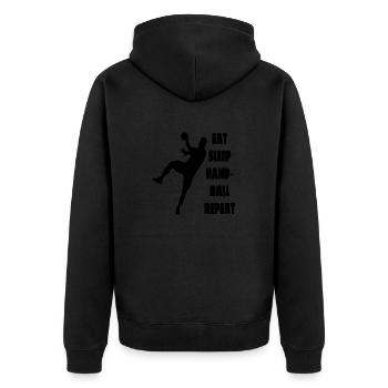 Handballspieler Handballteam Handballfan Handball - Unisex Premium Bio Zip Hoodie - Schwarz - Hinten - Nico (187cm)