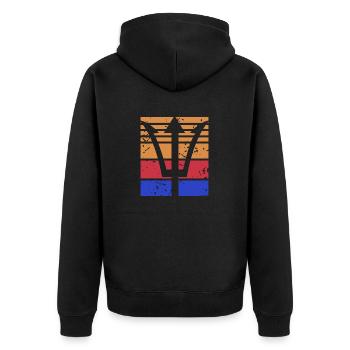 Retro Vintage Poseidon's Trident Mythological - Unisex Premium Bio Zip Hoodie - Schwarz - Hinten - Nico (187cm)