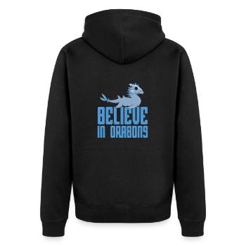 Believe In Dragons Retro Mythological Designs - Unisex Premium Bio Zip Hoodie - Schwarz - Hinten - Nico (187cm)